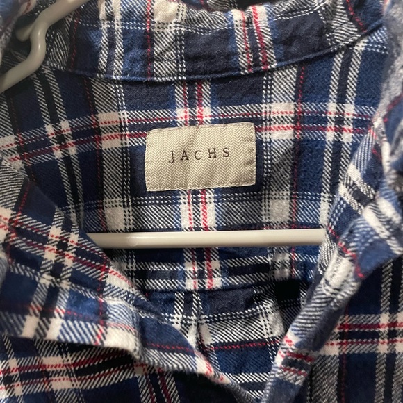 Jachs | Men’s Stone & Brown Plaid Flannel Shirt Size Large - Picture 2 of 5